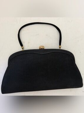 1960’s Classic Black Women's Top-Handle Bag - Elegant Evening Handbag